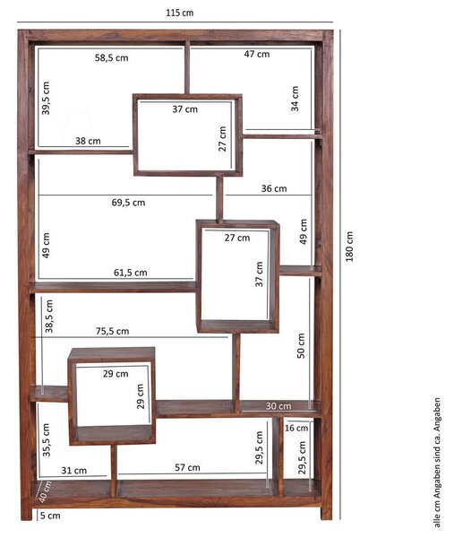 SOBNA PREGRADA 115/180/40 cm barve indijskega rožnega lesa