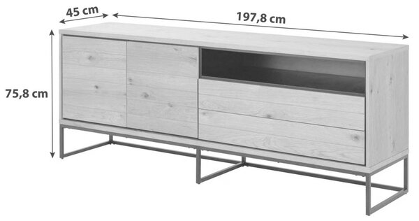 KOMODA, črna, barve hrasta