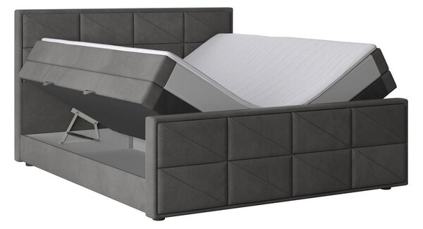 BOXSPRING POSTELJA 180 cm x 200 cm , kovina, umetna masa, tekstil, karton, leseni material antracit
