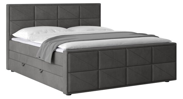 BOXSPRING POSTELJA 180 cm x 200 cm , kovina, umetna masa, tekstil, karton, leseni material antracit