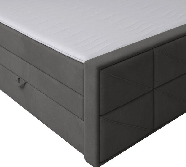 BOXSPRING POSTELJA 180 cm x 200 cm , kovina, umetna masa, tekstil, karton, leseni material antracit
