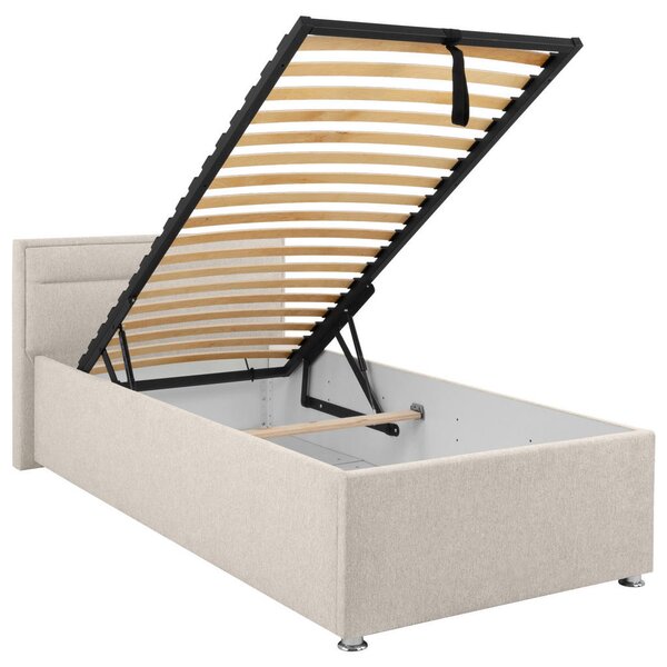OBLAZINJENA POSTELJA 90 cm x 200 cm , les, kovina, umetna masa, tekstil naravne barve