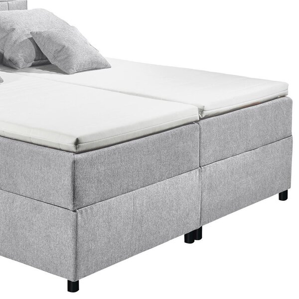 POSTELJA BOXSPRING 180 cm x 200 cm , tekstil, leseni material svetlo siva