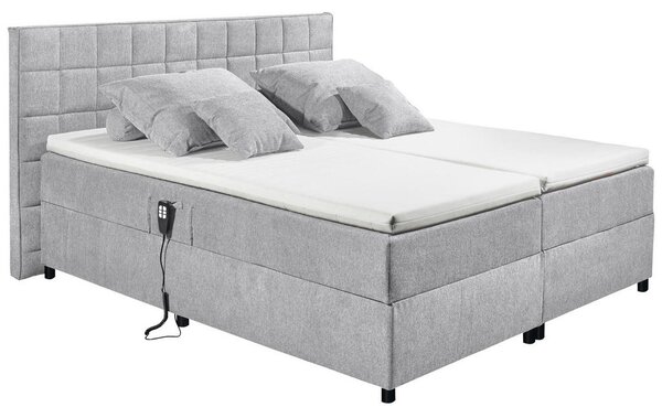 POSTELJA BOXSPRING 180 cm x 200 cm , tekstil, leseni material svetlo siva
