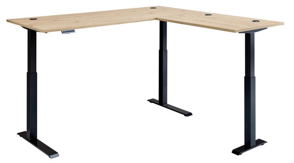 KOTNA PISALNA MIZA kovina, leseni material črna, hrast artisan