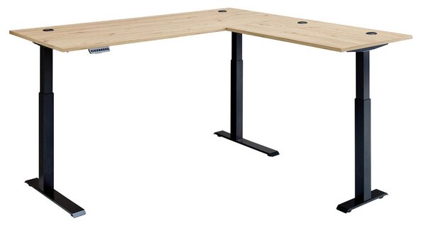 KOTNA PISALNA MIZA kovina, leseni material črna, hrast artisan