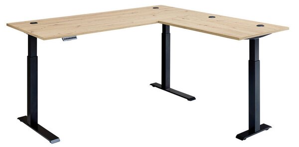 KOTNA PISALNA MIZA kovina, leseni material črna, hrast artisan