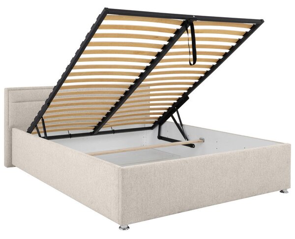 OBLAZINJENA POSTELJA 160 cm x 200 cm , les, kovina, umetna masa, tekstil naravne barve
