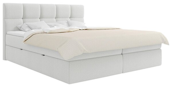 POSTELJA Z VZMETNICO 140 cm x 200 cm , les, tekstil, leseni material bela