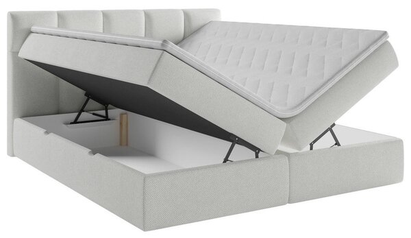 POSTELJA Z VZMETNICO 140 cm x 200 cm , les, tekstil, leseni material bela
