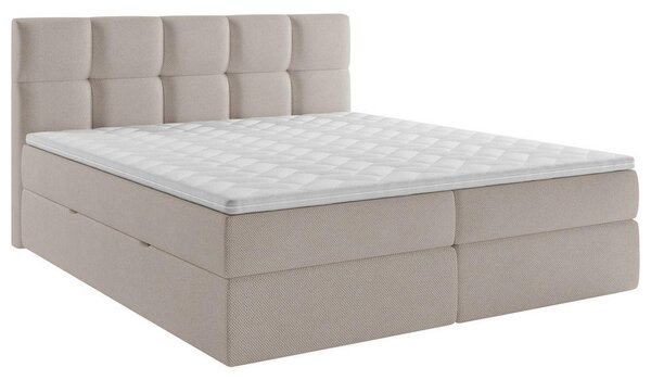 POSTELJA Z VZMETNICO 140 cm x 200 cm , les, tekstil, leseni material bež