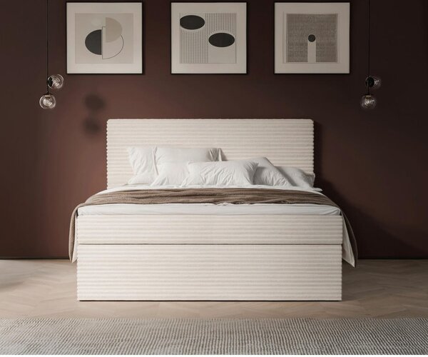 POSTELJA Z VZMETNICO 180 cm x 200 cm , tekstil krem barve