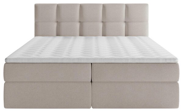 POSTELJA Z VZMETNICO 140 cm x 200 cm , les, tekstil, leseni material bež