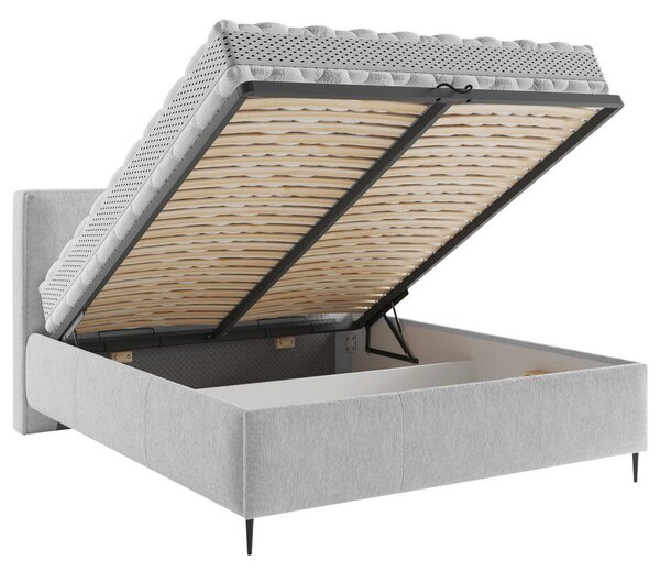 OBLAZINJENA POSTELJA 180 cm x 200 cm , les, tekstil, leseni material siva