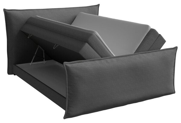 BOXSPRING POSTELJA 160 cm x 200 cm , tekstil srebrne barve