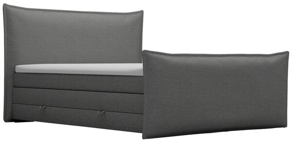 BOXSPRING POSTELJA 160 cm x 200 cm , tekstil srebrne barve