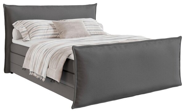 BOXSPRING POSTELJA 160 cm x 200 cm , tekstil srebrne barve