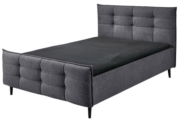 OBLAZINJENA POSTELJA 140 cm x 200 cm , tekstil, leseni material antracit