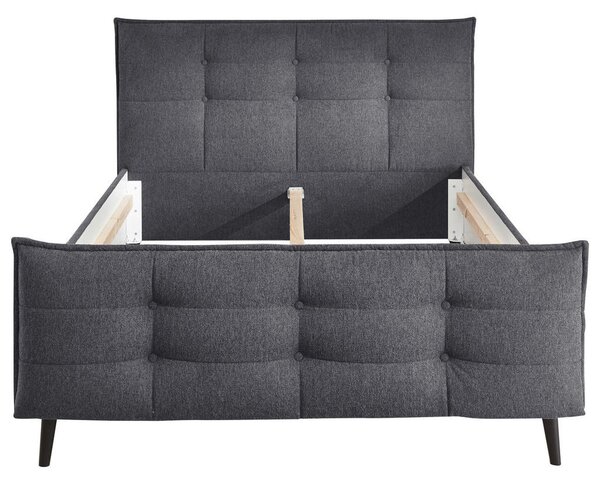 OBLAZINJENA POSTELJA 140 cm x 200 cm , tekstil, leseni material antracit