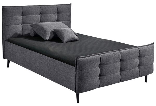 OBLAZINJENA POSTELJA 140 cm x 200 cm , tekstil, leseni material antracit