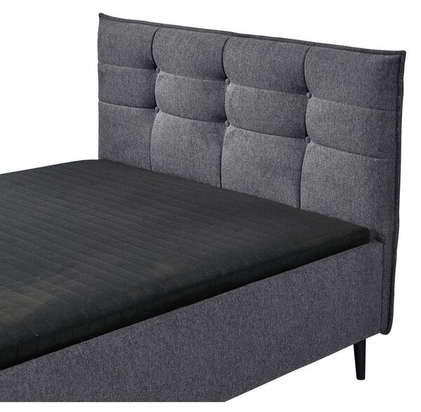 OBLAZINJENA POSTELJA 140 cm x 200 cm , tekstil, leseni material antracit