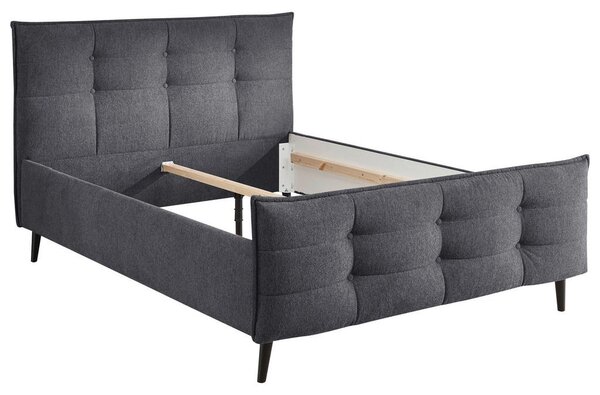 OBLAZINJENA POSTELJA 140 cm x 200 cm , tekstil, leseni material antracit