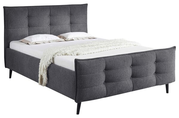 OBLAZINJENA POSTELJA 140 cm x 200 cm , tekstil, leseni material antracit