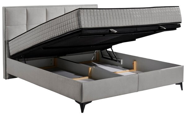 POSTELJA Z VZMETNICO 180 cm x 200 cm , tekstil, leseni material siva