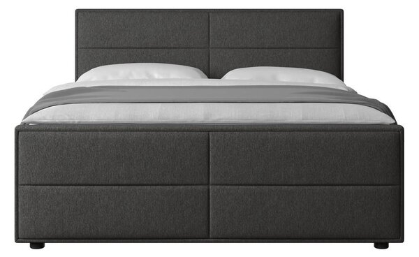 BOXSPRING POSTELJA 180 cm x 200 cm , les, kovina, umetna masa, tekstil antracit