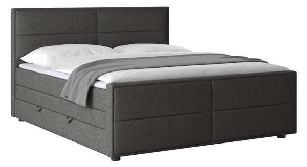 BOXSPRING POSTELJA 180 cm x 200 cm , les, kovina, umetna masa, tekstil antracit
