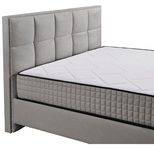 POSTELJA Z VZMETNICO 180 cm x 200 cm , tekstil, leseni material siva