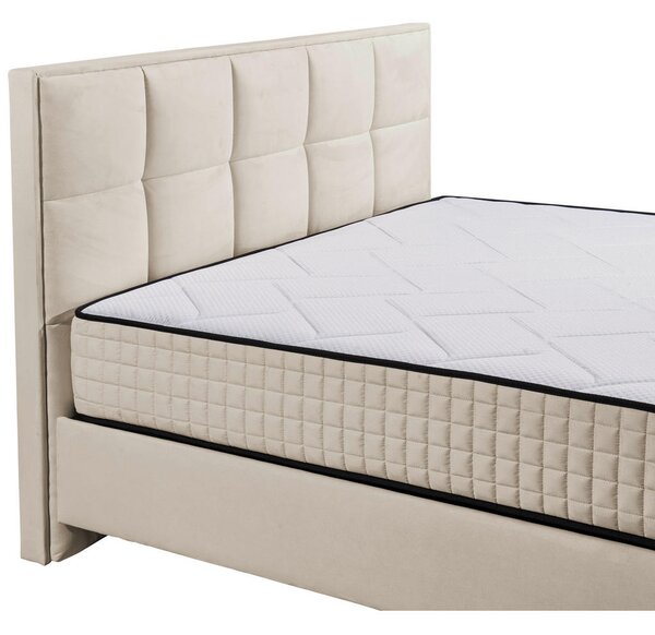 POSTELJA Z VZMETNICO 180 cm x 200 cm , tekstil, leseni material krem barve