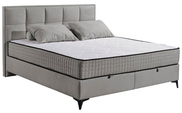POSTELJA Z VZMETNICO 180 cm x 200 cm , tekstil, leseni material siva