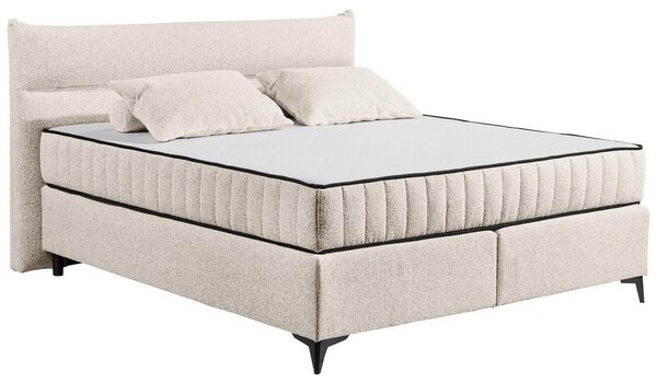 POSTELJA BOXSPRING 180 cm x 200 cm , leseni material, tekstil bež