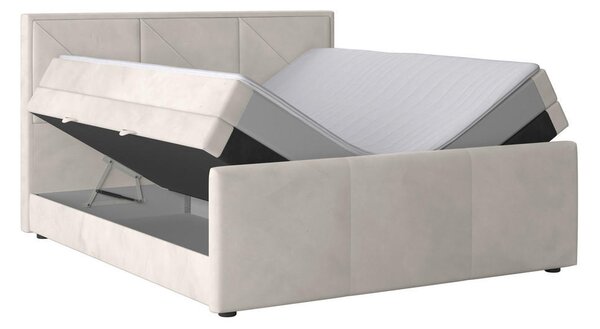 BOXSPRING POSTELJA 180 cm x 200 cm , leseni material krem barve
