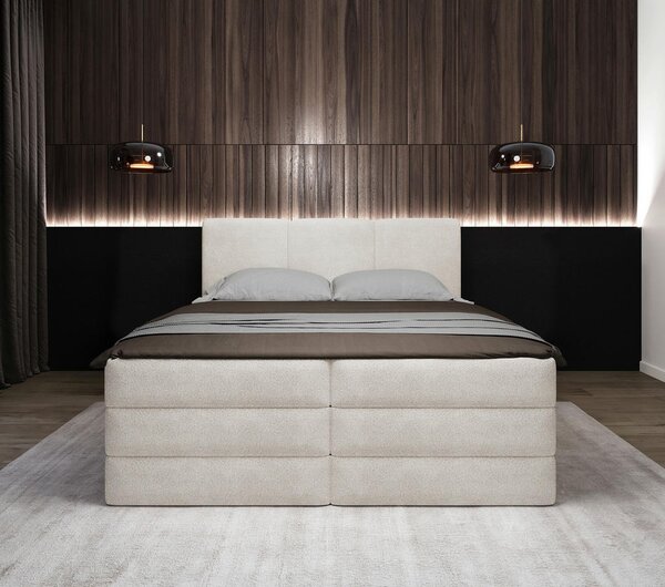 POSTELJA BOXSPRING 180 cm x 200 cm , tekstil, leseni material, les bela