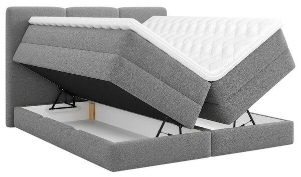 POSTELJA BOXSPRING 180 cm x 200 cm , les, tekstil, leseni material antracit