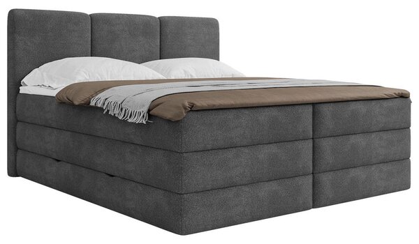 POSTELJA BOXSPRING 180 cm x 200 cm , les, tekstil, leseni material antracit