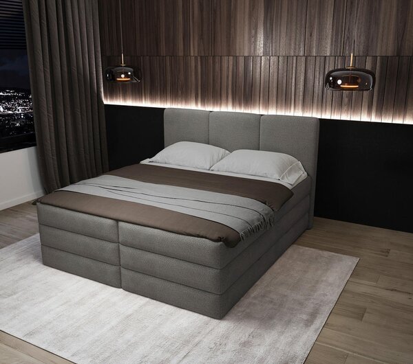 POSTELJA BOXSPRING 180 cm x 200 cm , les, tekstil, leseni material antracit