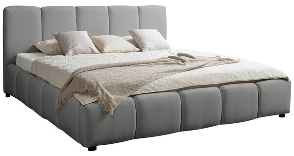 OBLAZINJENA POSTELJA 180 cm x 200 cm , les, umetna masa, tekstil, leseni material siva