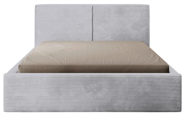 OBLAZINJENA POSTELJA 140 cm x 200 cm , les, tekstil, leseni material svetlo siva