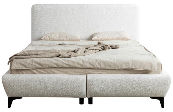 OBLAZINJENA POSTELJA 140 cm x 200 cm , les, umetna masa, tekstil, leseni material krem barve