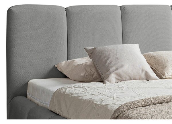 OBLAZINJENA POSTELJA 180 cm x 200 cm , les, umetna masa, tekstil, leseni material siva