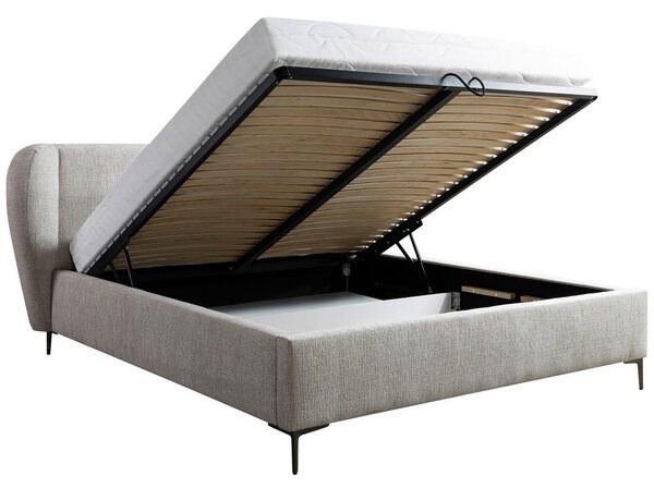OBLAZINJENA POSTELJA 180 cm x 200 cm , les, umetna masa, tekstil, leseni material bež