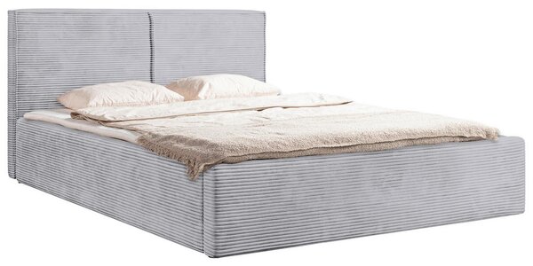 OBLAZINJENA POSTELJA 140 cm x 200 cm , les, tekstil, leseni material svetlo siva