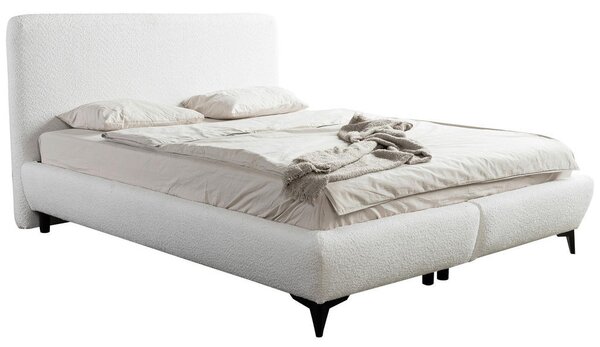 OBLAZINJENA POSTELJA 140 cm x 200 cm , les, umetna masa, tekstil, leseni material krem barve