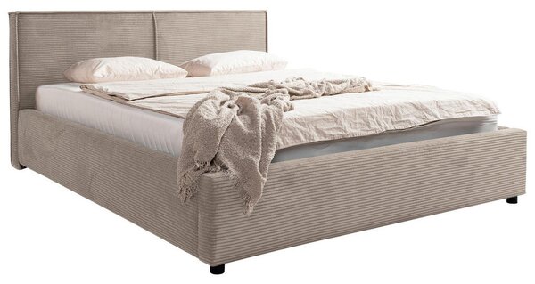 OBLAZINJENA POSTELJA 140 cm x 200 cm , les, tekstil, leseni material svetlo rjava