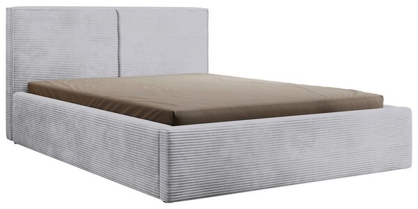 OBLAZINJENA POSTELJA 140 cm x 200 cm , les, tekstil, leseni material svetlo siva