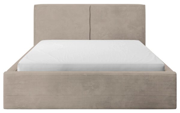 OBLAZINJENA POSTELJA 140 cm x 200 cm , les, tekstil, leseni material svetlo rjava