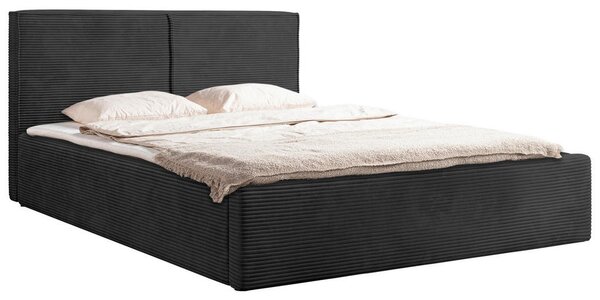 OBLAZINJENA POSTELJA 180 cm x 200 cm , les, tekstil, leseni material barve grafita